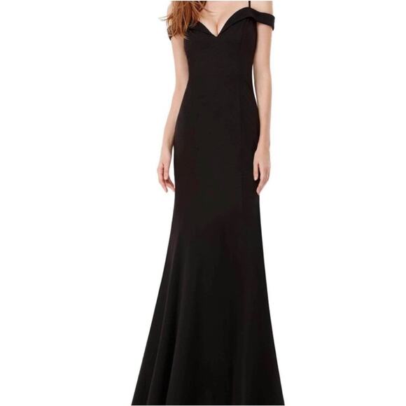 David's Bridal Black Formal Off The Shoulder Formal Maxi Dress Gown Size Medium - Picture 1 of 9
